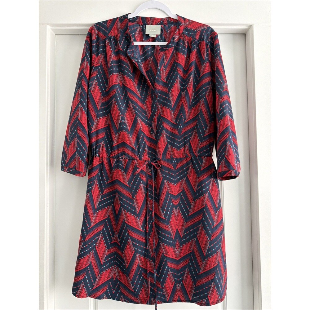 Maeve Anthropologie Women’s Red/Navy Tunic Shirt Dress Aztec Print Size Medium